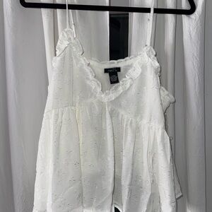 Rue21 Ivory Floral Cami with Ruffle Trim